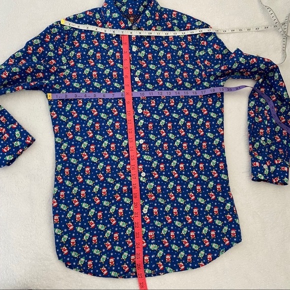 Simon Banks X-Mas print Button down Men's Shirt-S - Picture 8 of 10